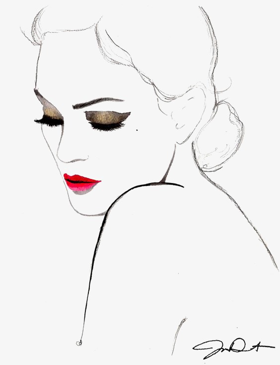 564x734 Girls, Hand Painted Girls, Girl Line, Red Lips Png Image For Free