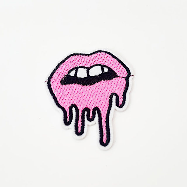 640x640 Online Shop 1pc Brand Logo Red Lips Patches Embroidered Badge Iron