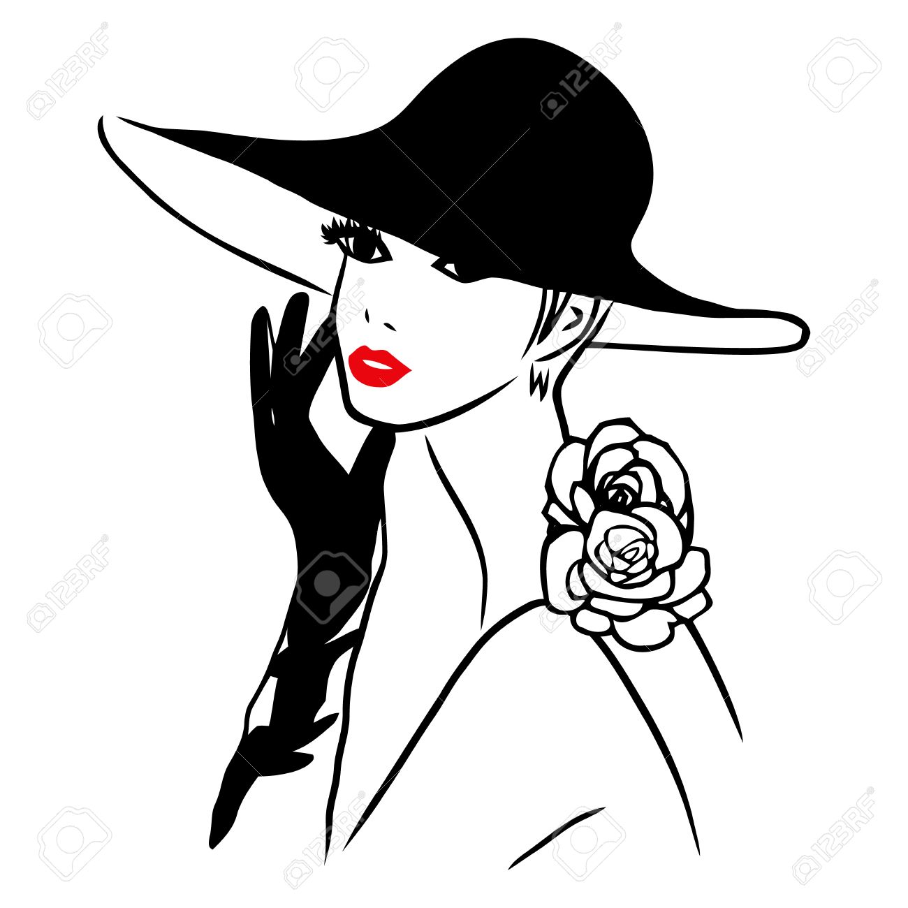 1300x1300 This Image Is A Vector Illustration Of An Elegant Lady Wearing