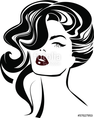 398x500 Vintage Style Woman Beauty Icon With Red Lips Stock Image