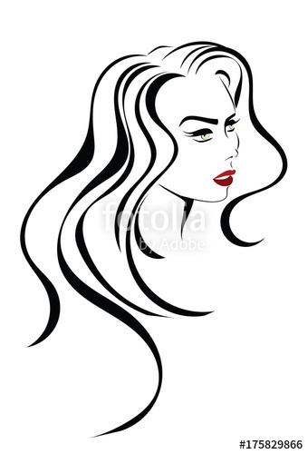 340x500 Woman Red Lips Long Hair Beauty Icon Stock Image And Royalty Free