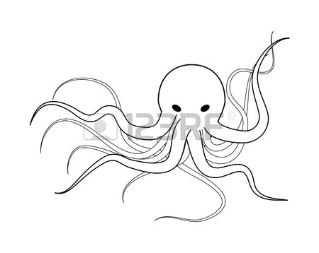 450x358 Watercolor Drawing Red Octopus Stock Photo, Picture And Royalty