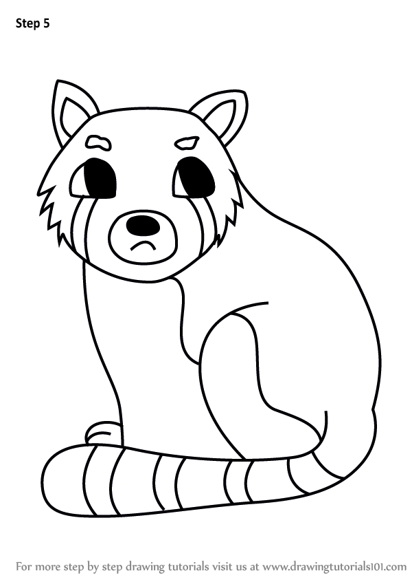 600x846 Learn How To Draw A Cartoon Red Panda (Cartoon Animals) Step By