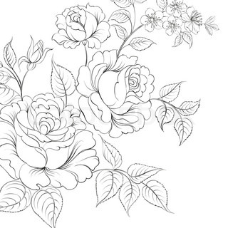 320x320 Red Rose In Cartoon Style For Tattoo Design Vector Illustration