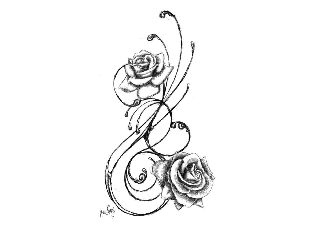 1264x948 Collection Of Rose Vines Tattoo Sketch