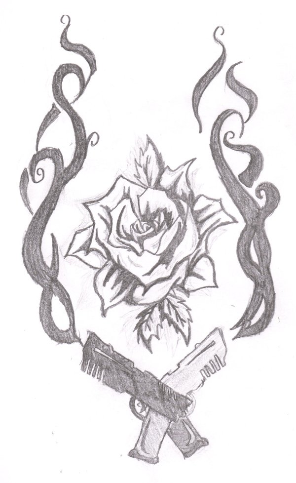 600x978 Drawings Of Roses And Guns Red Roses And Guns Smokin' By