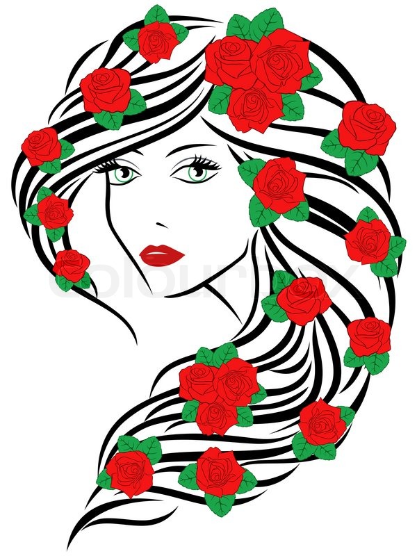 600x800 Beautiful Fashionable Young Women Portrait With Red Roses On Hair