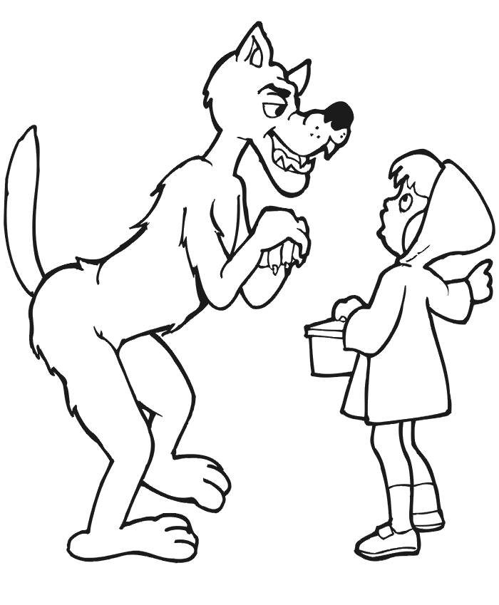 700x849 Little Red Riding Hood Coloring Page Talking To The Wolf Safety