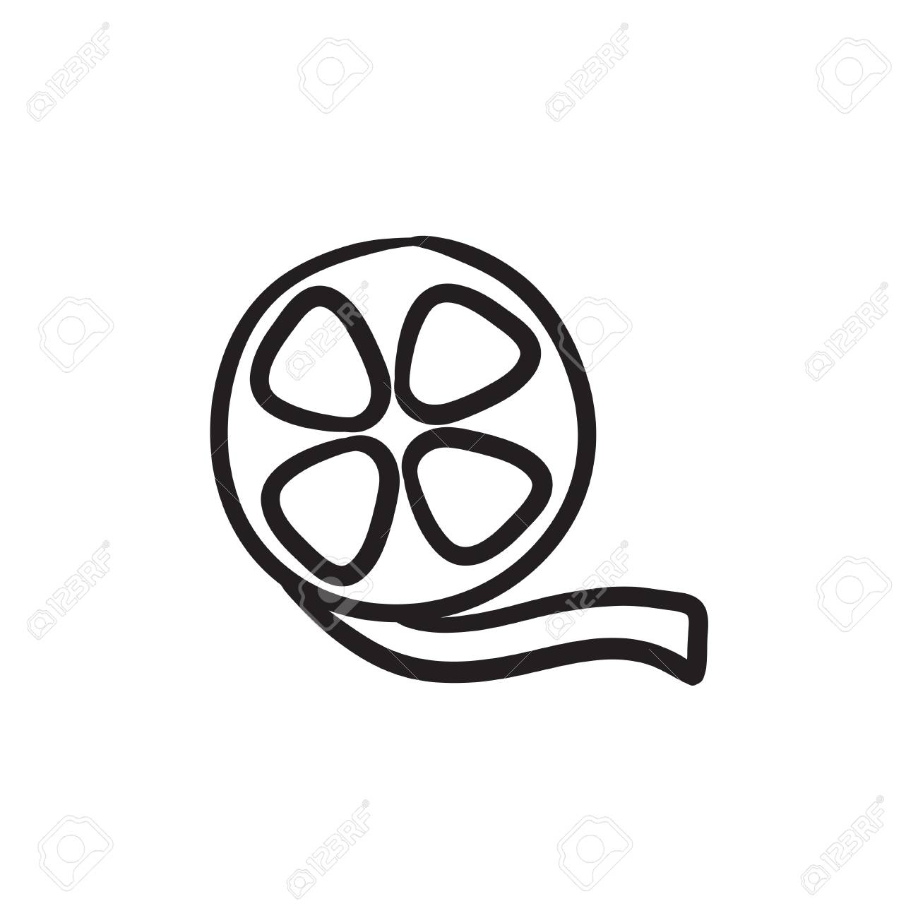 1300x1300 Film Reel Vector Sketch Icon Isolated On Background. Hand Drawn