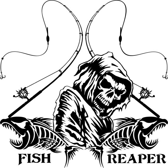 570x570 Fish Reaper Skull Skeleton Rod Reel Fishing Pole Car Boat