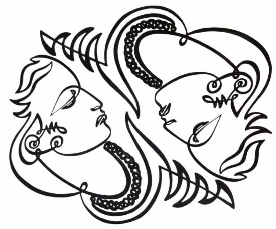 550x457 Framed Continuous Single Line Drawing (1983