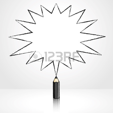 450x450 Black Pencil With Reflection Drawing Pointed Starburst Speech