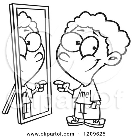 450x470 Cartoon Of A Black And White Boy Pointing To His Reflection In