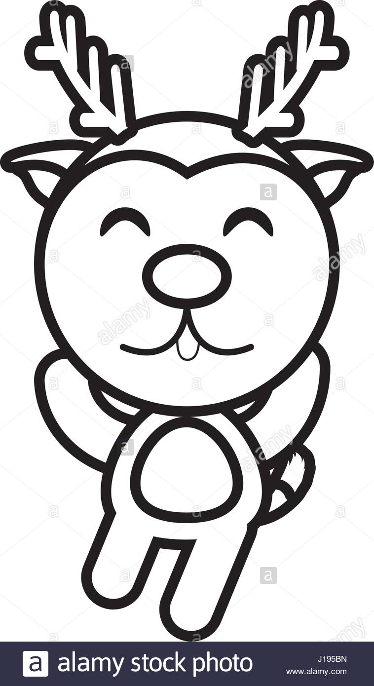 758x1390 Cartoon Reindeer Animal Outline Stock Vector Art Amp Illustration