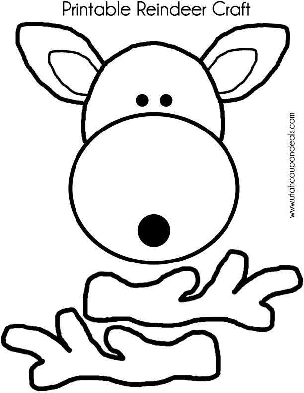 612x792 Printable Reindeer Face Craft (Antlers Or Handprints Reindeer