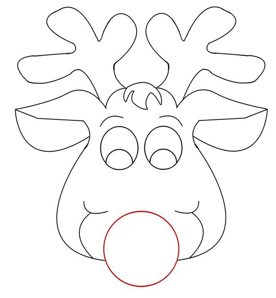 564x609 Reindeer Face Coloring Pages Preschool In Tiny Print Draw White