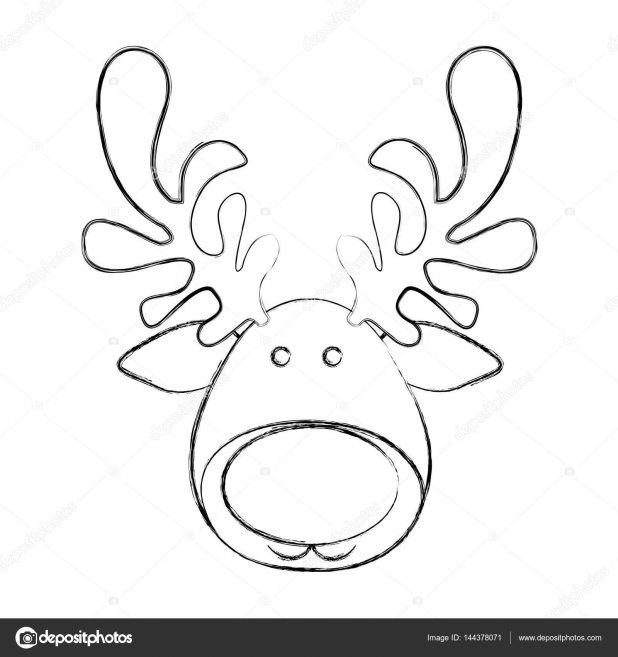 618x657 Reindeer Face Coloring Page