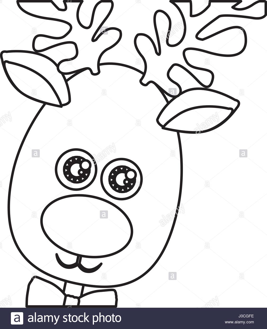 1128x1390 Monochrome Contour Of Christmas Reindeer Face Stock Vector Art