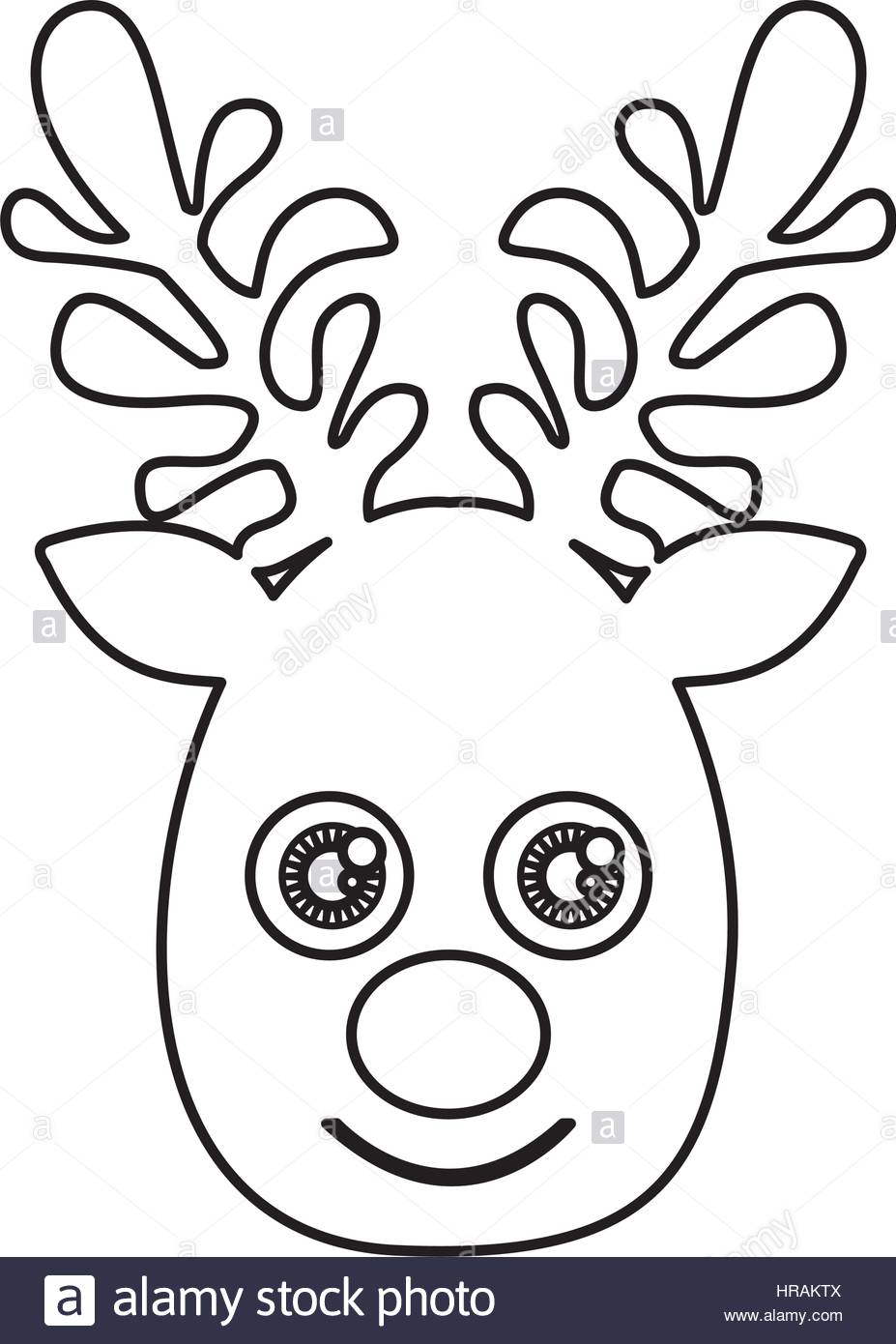 927x1390 Silhouette Cute Face Reindeer Animal Stock Vector Art