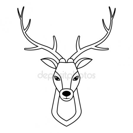 450x450 Sketch Deer Head Vintage Illustration Drawn Vector Stock Vector
