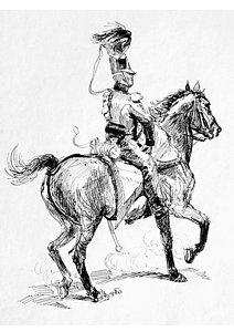212x300 Soldier On Horse Drawing By Johnson Moya