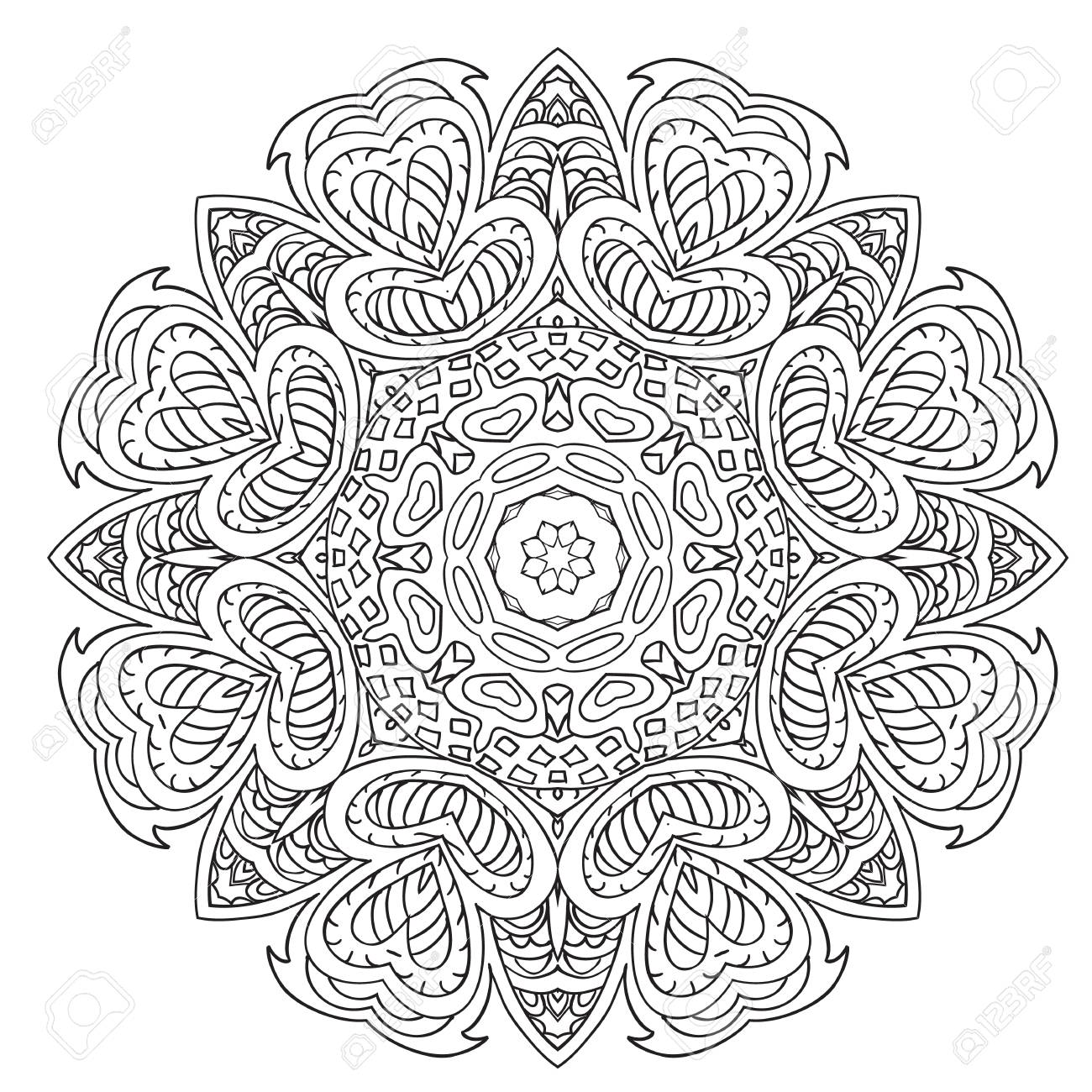 1300x1300 Mandala Doodle Drawing. Ethnic Motives. Relaxing Coloring Royalty