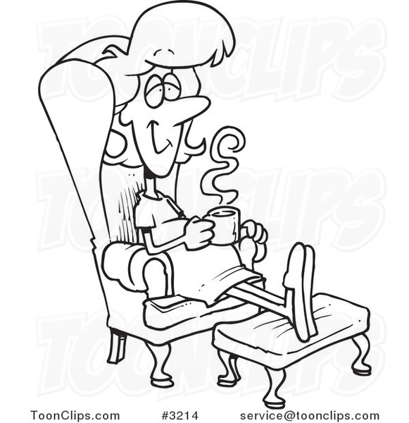 581x600 Cartoon Black And White Line Drawing Of A Pregnant Lady Relaxing