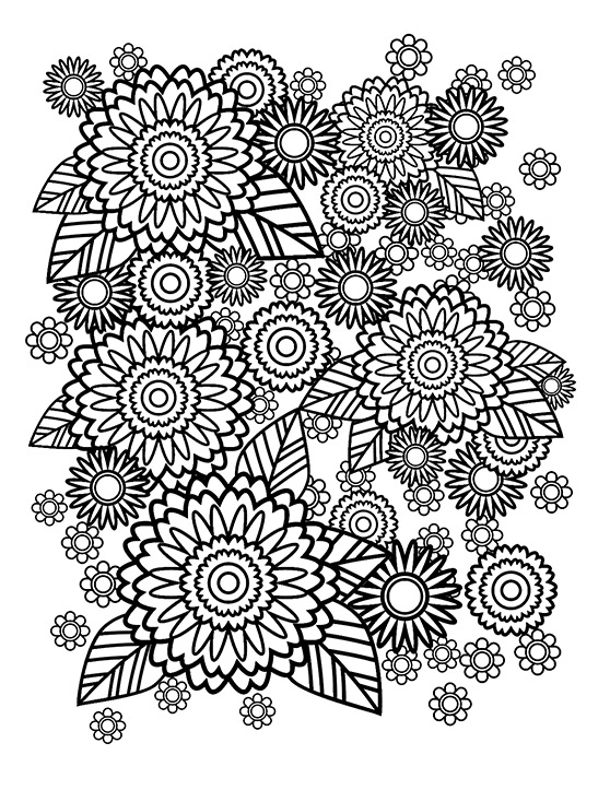 558x723 Stress Relief Coloring Pages Flowers Printable