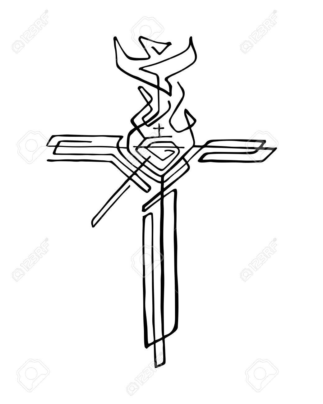 1039x1300 Hand Drawn Vector Illustration Or Drawing Of A Religious Cross