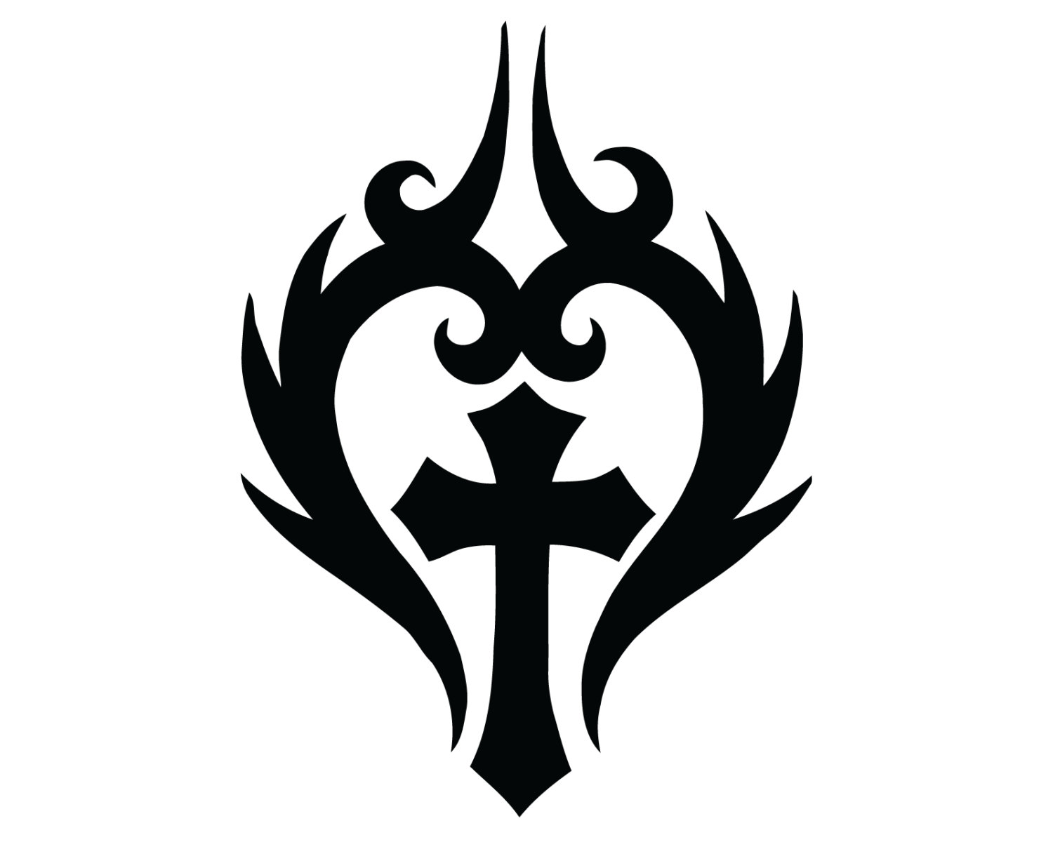 1500x1200 Tribal Heart Cross Decal Christian Jesus Cross Heart Sticker
