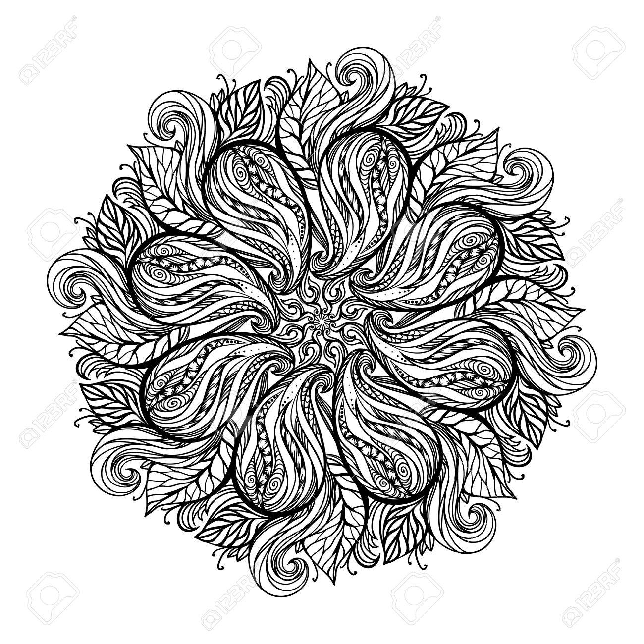 1300x1300 Contour, Mandala. Religious Design Element. Tattoo. Vector