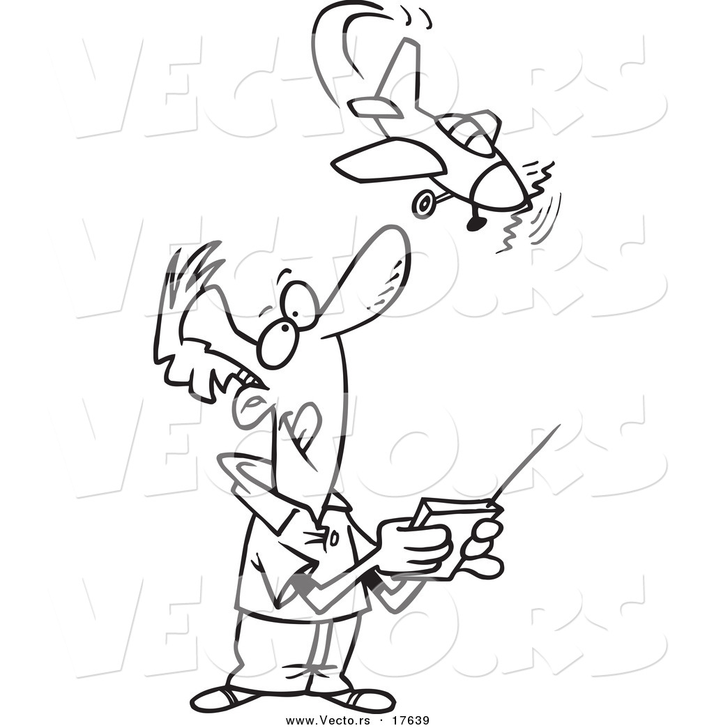 1024x1044 Vector Of A Cartoon Man Flying A Remote Control Plane