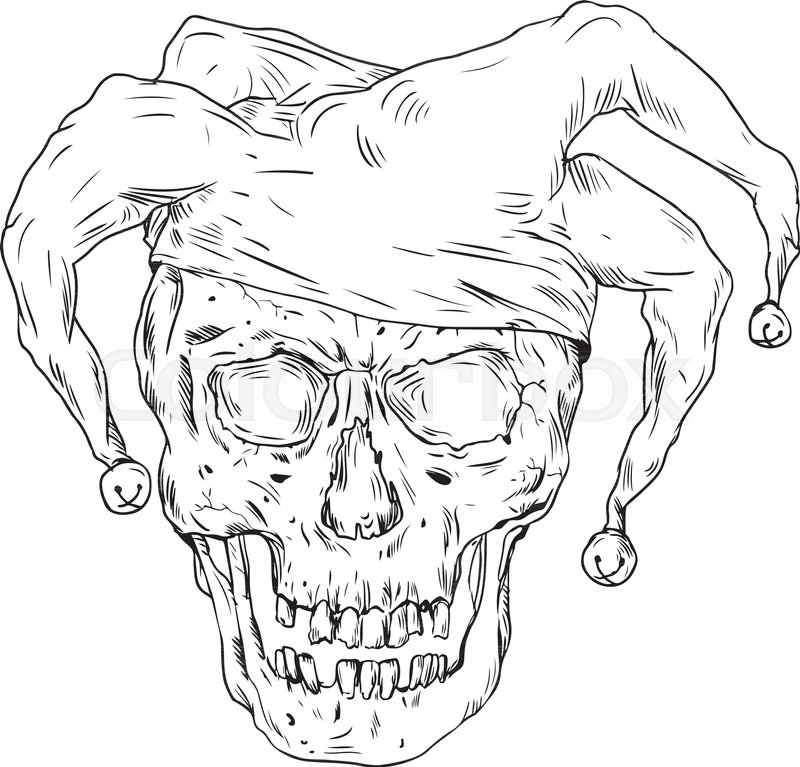 800x767 Drawing Sketch Style Illustration Skull Of A Medieval Jester