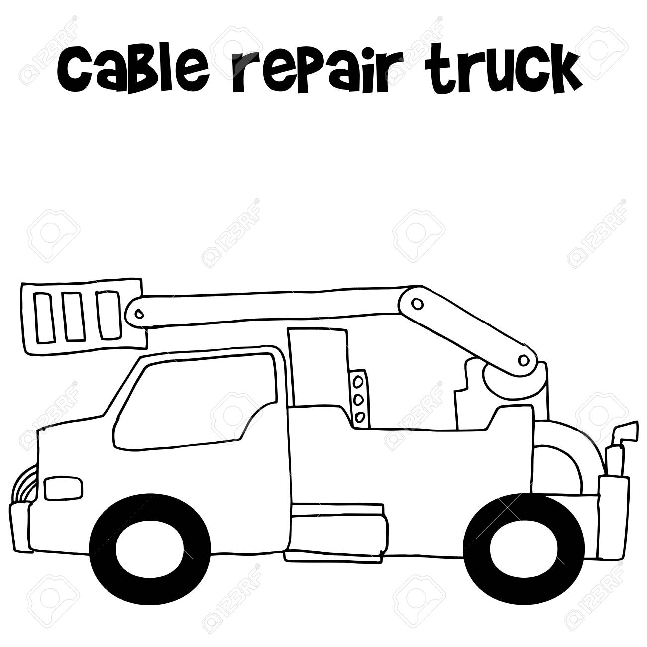 1300x1300 Cable Repair Truck With Hand Draw Royalty Free Cliparts, Vectors