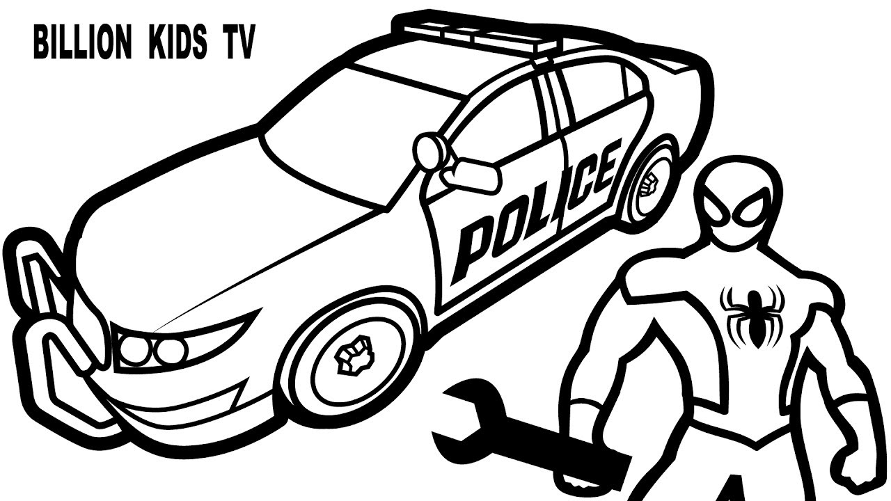 1280x720 Police Car Drawing And Coloring Page Colouring Book New Pages