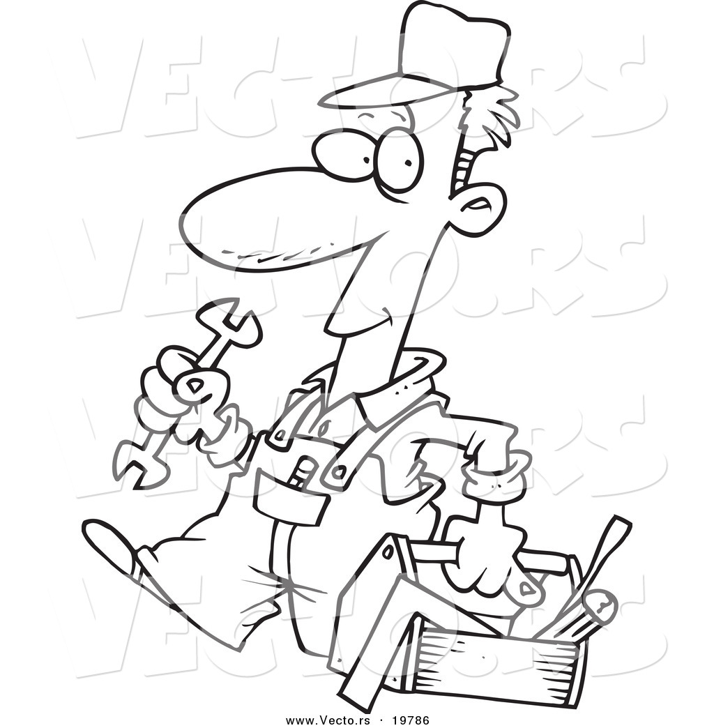 1024x1044 Vector Of A Cartoon Repair Man Carrying A Tool Box