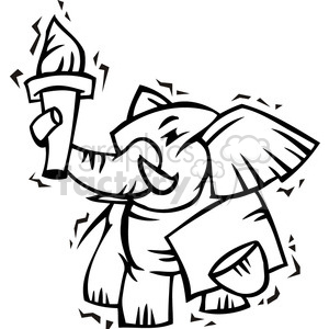 300x300 Royalty Free Blacknd White Republican Cartoon Elephant Holding