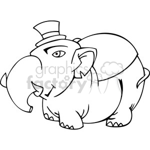 300x300 Royalty Free Black And White Image Of A Fat Republican Elephant