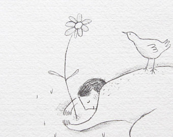 340x270 Big Hug Drawing Postcard Art Love Pencil Drawing Minimalist