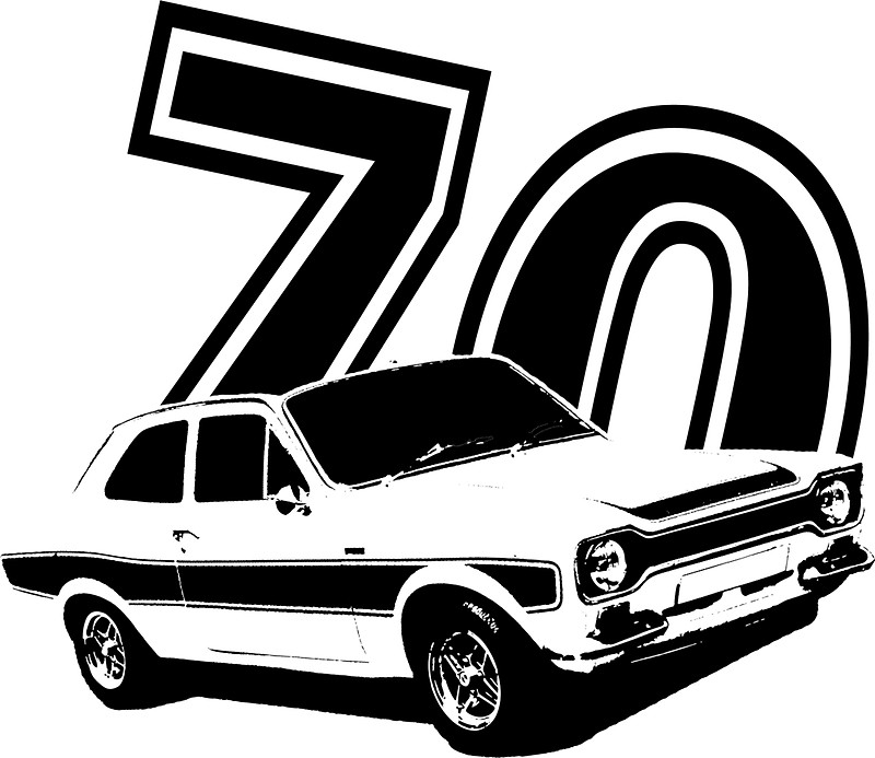 800x693 Escort 70' Retro Classic Cars Men's T Shirt Stickers By