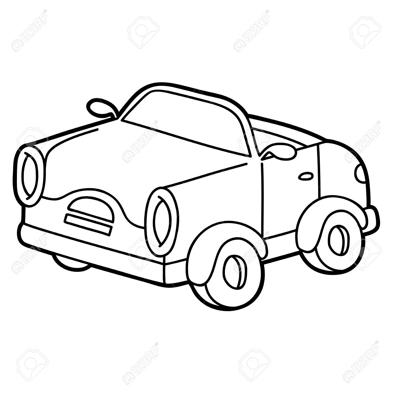 1300x1300 Retro Car For Children, Coloring Page. Royalty Free Klipartlar