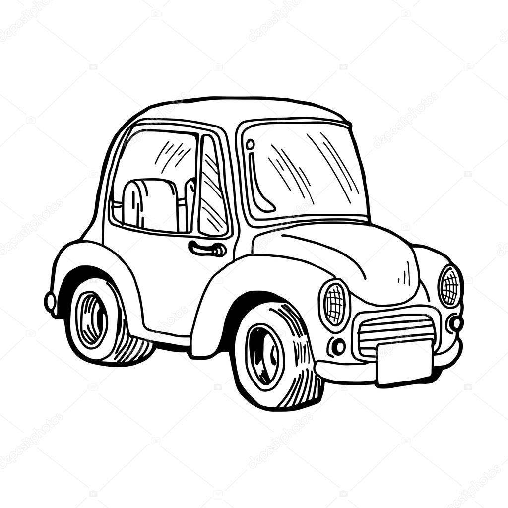 1024x1024 Illustration Vector Doodle Hand Drawn Of A Retro Car Isolated