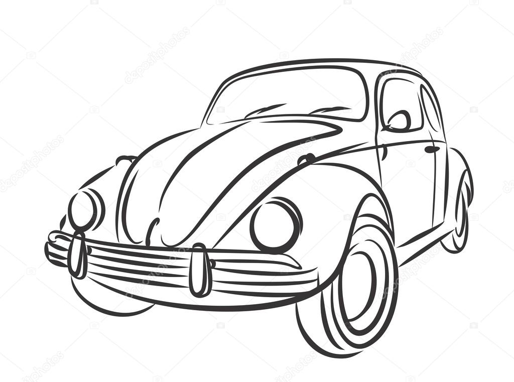 1024x761 Car Retro Drawing. Stock Photo Designer