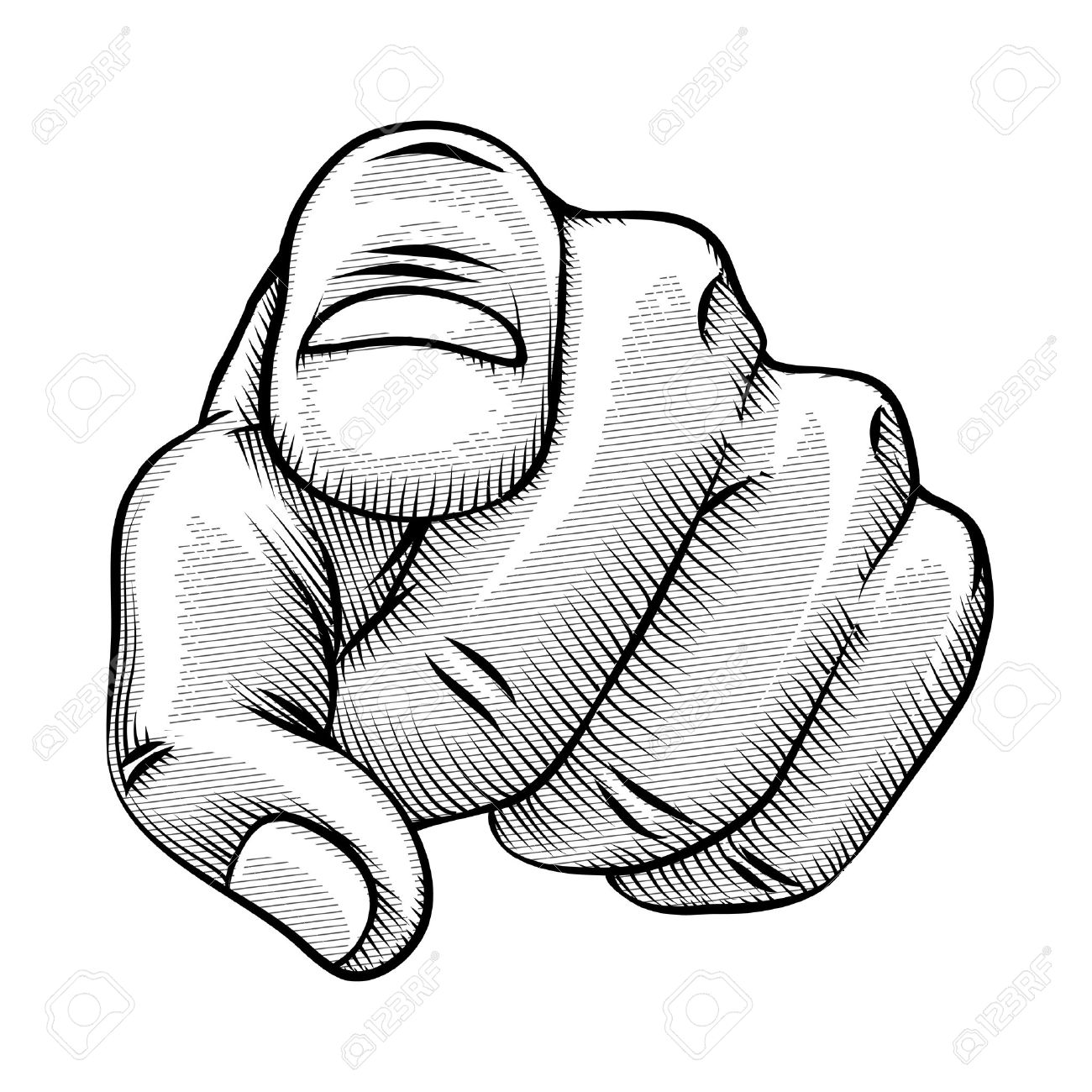 1300x1300 Retro Line Drawing Of A Pointing Finger Royalty Free Cliparts