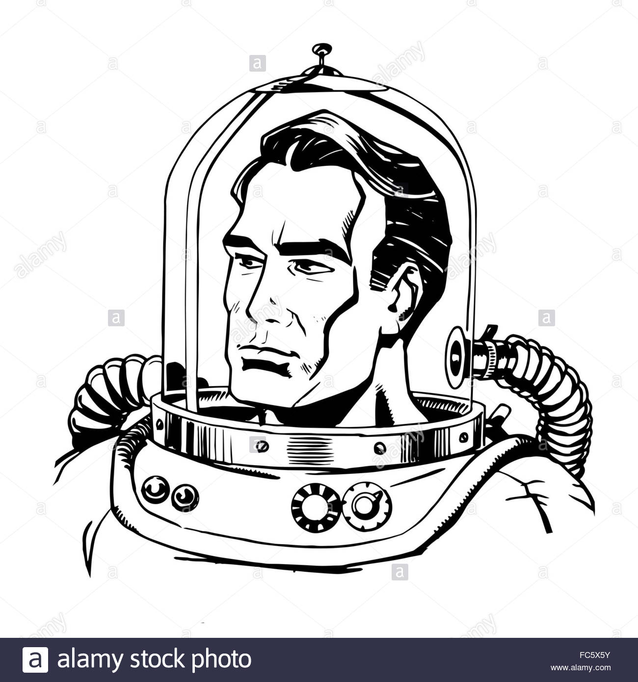 1300x1390 Retro Astronaut Line Art Stock Photo, Royalty Free Image 93558023