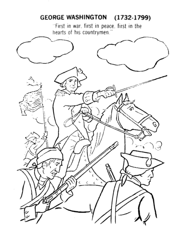 670x820 Revoltionary War George Washington And His Men Coloring Page