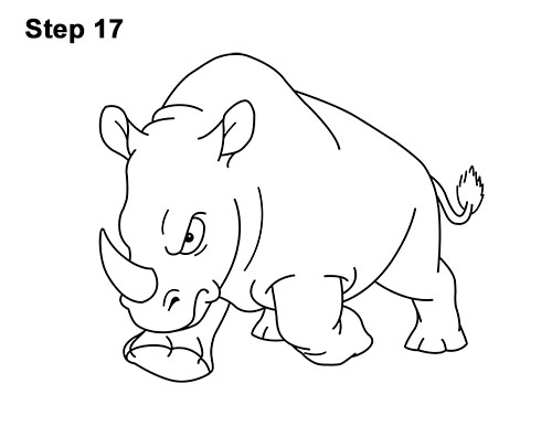 500x386 How To Draw A Rhinoceros (Cartoon)