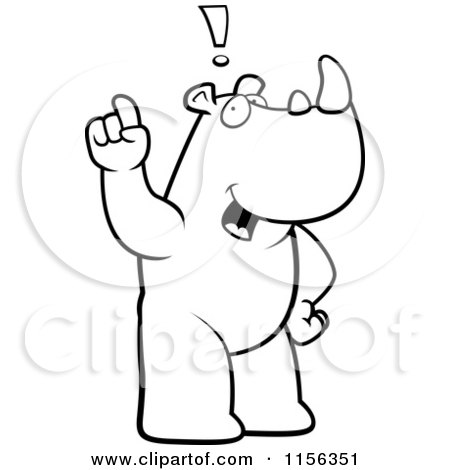 450x470 Cartoon Clipart Of A Black And White Rhino Exclaiming