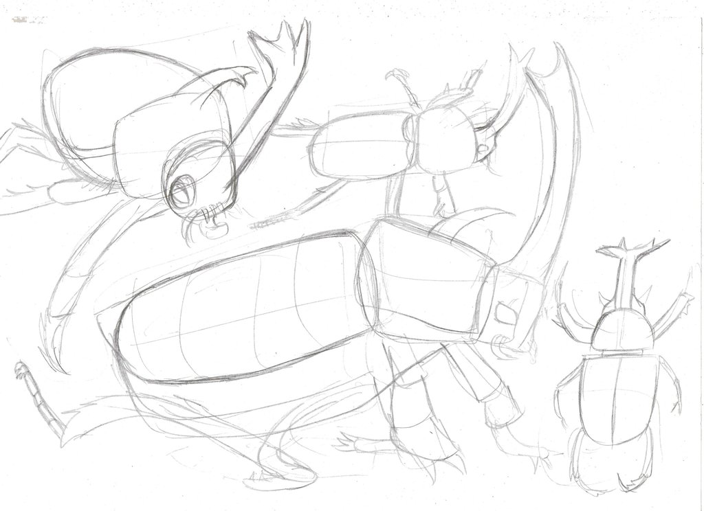 1024x744 Sketch Drawing Japanese Rhinoceros Beetle By Helsaabi
