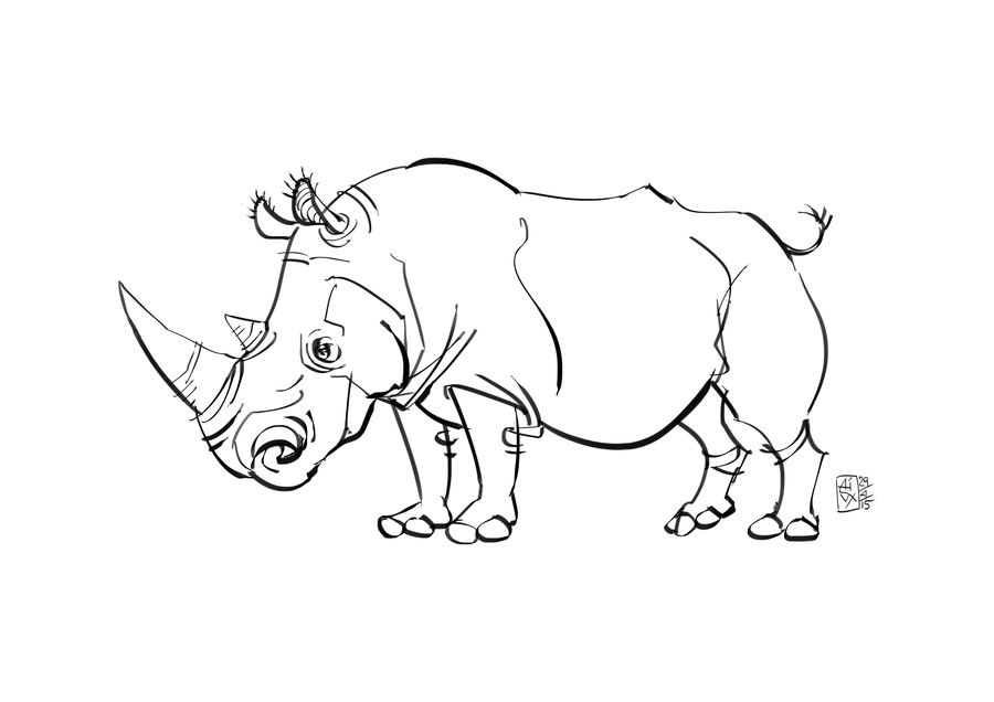 900x636 White Rhino (Sketch) By Avix